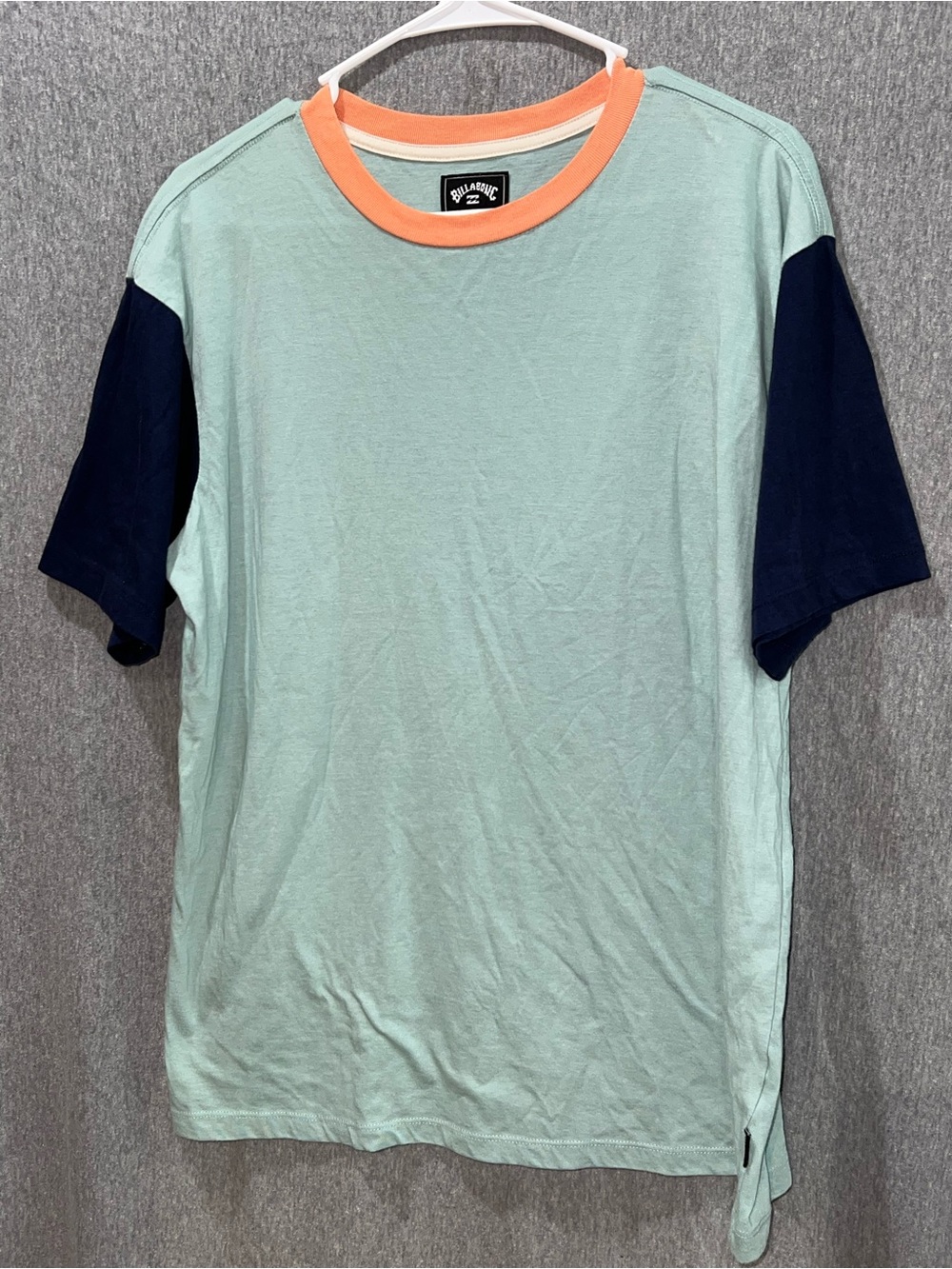 Billabong Short-Sleeve Colorblock Tee in Mint, Navy & Peach